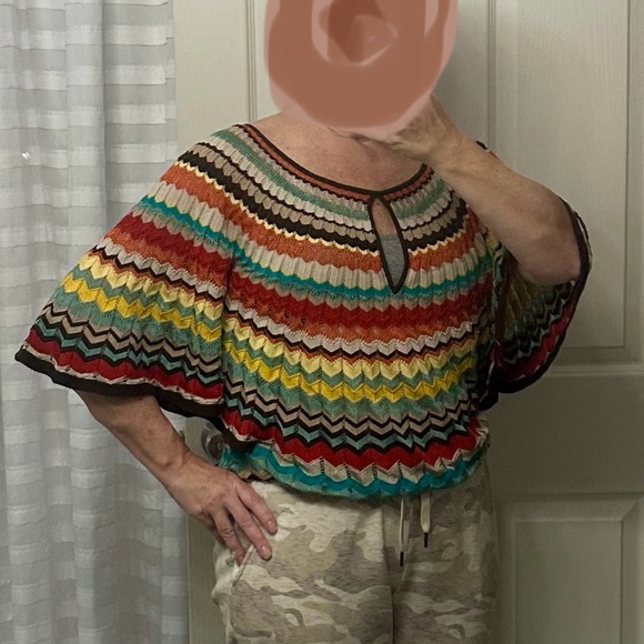 Lucky brand Chevron poncho blouse size 38 - Picture 5 of 5